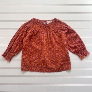 MAISONETTE PEEK EUC Girls Bohemian Floral Light Weight Smocked Bishop Blouse